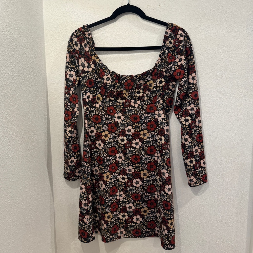 Topshop 70’s Floral Long Sleeve A-line dress